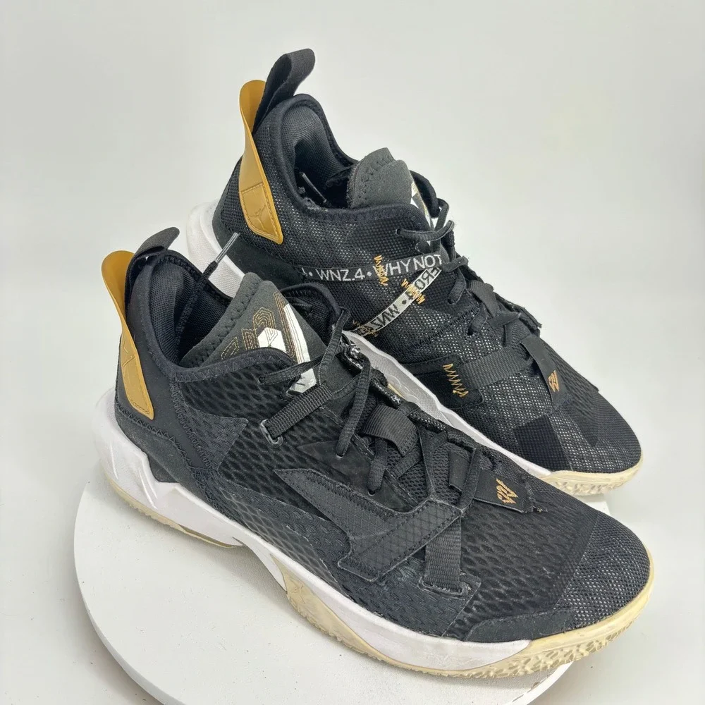 Jordan Why Not Zer0.4 Basketball Shoes Mens Sz 9.5 Black Gold CQ4230-001